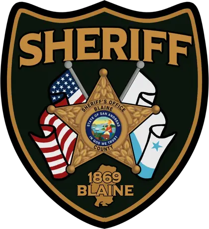 Blaine County Sheriff shoulder patch: gold star over the US and San Andreas flags, 1869 Blaine